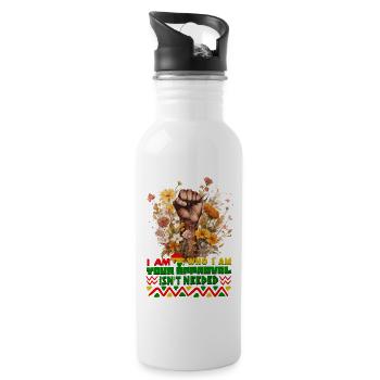 Black Queen Curly Afro - Celebrate Black History - Trinkflasche mit integriertem Trinkhalm - Weiß - Rechts