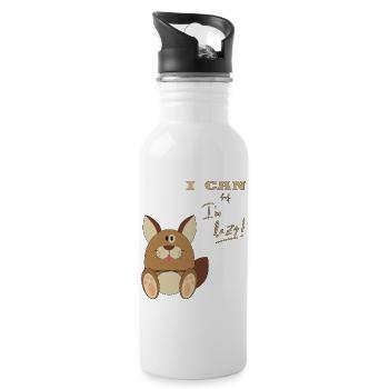 Hase, I can but I'm lazy - Trinkflasche mit integriertem Trinkhalm - Weiß - Rechts