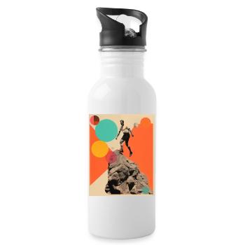 Mein Großvater klettert auf den Berg - Trinkflasche mit integriertem Trinkhalm - Weiß - Rechts