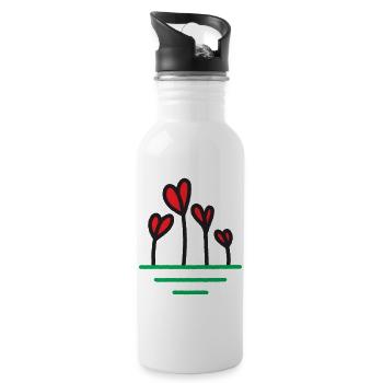 Le cœur pousse en fleurs - Gourde avec paille intégrée - blanc - Droite