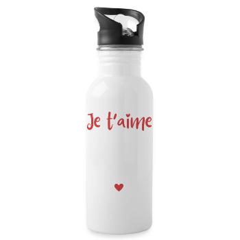 Ja t’aime plus que mes tee shirt préférés - Gourde avec paille intégrée - blanc - Droite