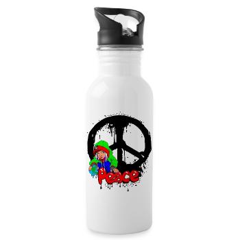 peace in our world for our children - Water bottle with straw - white - Right