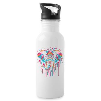 Eléphant graffiti Street art - Gourde avec paille intégrée - blanc - Droite