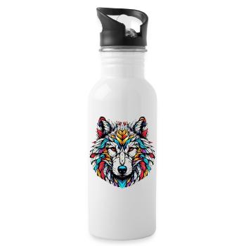 Wolf - Trinkflasche mit integriertem Trinkhalm - Weiß - Rechts