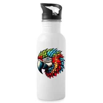 Papagei - Trinkflasche mit integriertem Trinkhalm - Weiß - Rechts