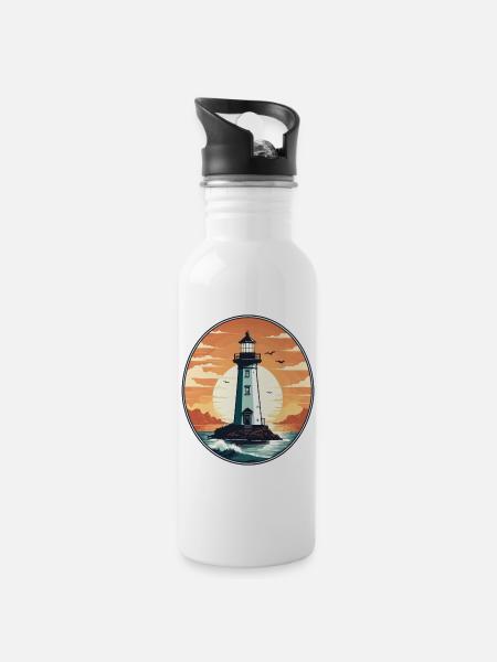 Phare - Gourde avec paille intégrée - blanc
