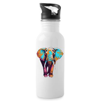 Elephant Elephant Animal Zoo Africa Savannah Safari - Water bottle with straw - white - Right