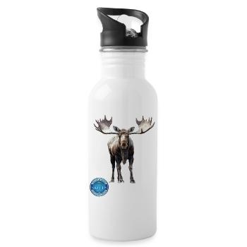 Suède Suède orignal meilleurs bois d’animaux cerf cerf - Gourde avec paille intégrée - blanc - Droite