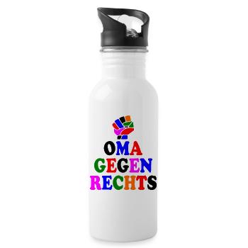 Oma gegen rechts - Trinkflasche mit integriertem Trinkhalm - Weiß - Rechts