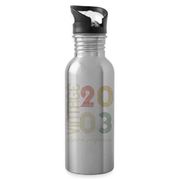 21st birthday gift - 2003 - Water bottle with straw - silver - Right