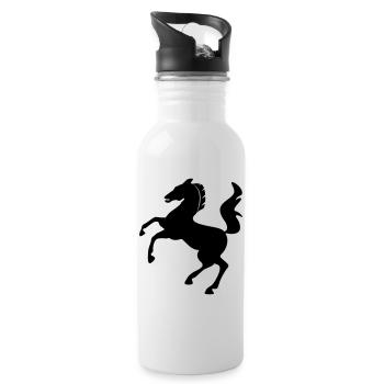 Horse Symbol Dynamically Jumping - Water bottle with straw - white - Right