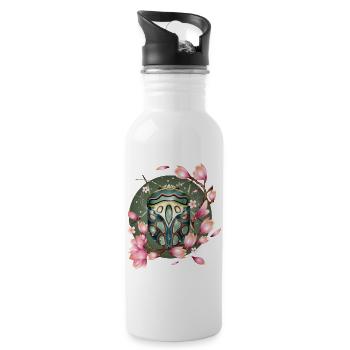 exotique africain effrayant crawly avec des magnolias - Gourde avec paille intégrée - blanc - Droite