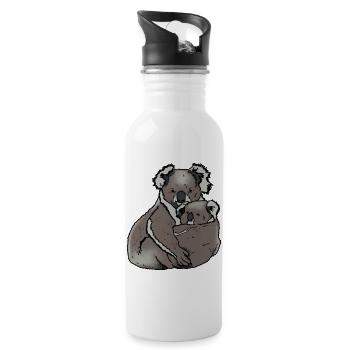 Koala - Mom with Baby - Water bottle with straw - white - Right