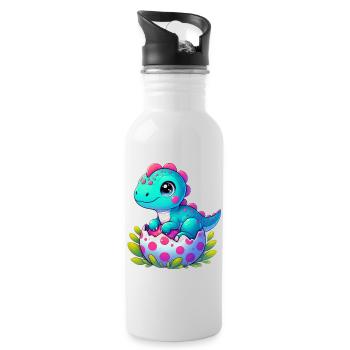 Dinosaurier - Trinkflasche mit integriertem Trinkhalm - Weiß - Rechts
