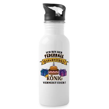Federballer Geburtstag Spieler Trainer Federball - Trinkflasche mit integriertem Trinkhalm - Weiß - Rechts