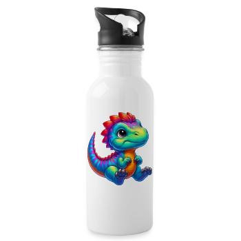 Dinosaurier - Trinkflasche mit integriertem Trinkhalm - Weiß - Rechts