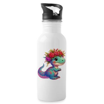 Dinosaurier - Trinkflasche mit integriertem Trinkhalm - Weiß - Rechts