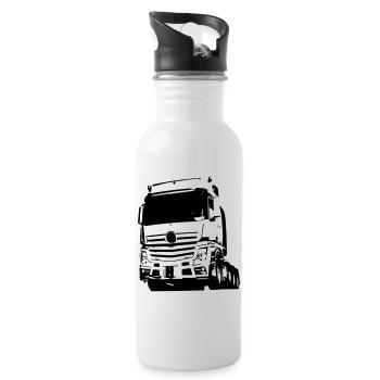 Deutscher LKW Silhouette - Trinkflasche mit integriertem Trinkhalm - Weiß - Rechts