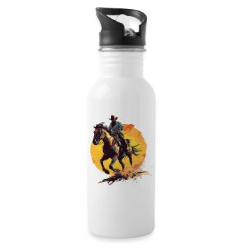 Cowboy Pferd Wild West Western Reiten Wildnis USA - Trinkflasche mit integriertem Trinkhalm - Weiß - Rechts