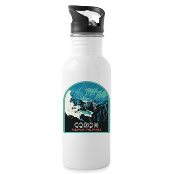 Tropisches Paradies: Coron-Küste, Palawan - Trinkflasche mit integriertem Trinkhalm - Weiß - Rechts