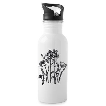Dried flowers black - Water bottle with straw - white - Right