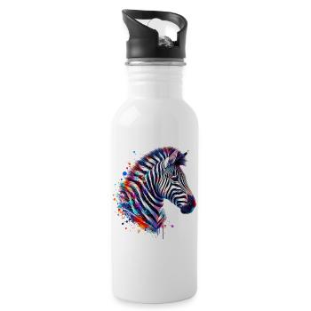 Zebra - Trinkflasche mit integriertem Trinkhalm - Weiß - Rechts