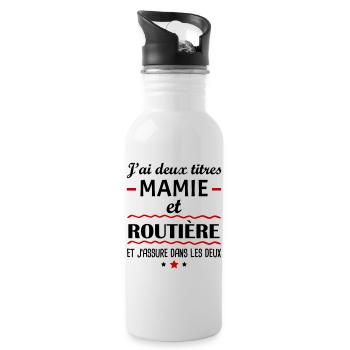 Deux titres mamie routière, camionneuse, mémé - Gourde avec paille intégrée - blanc - Droite
