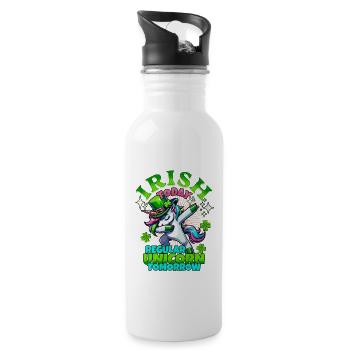 Magical Irish Unicorn - St. Patrick's Festive Wear - Water bottle with straw - white - Right