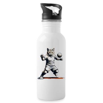 Cool Handball Cat Look Streetwear Iconique - Gourde avec paille intégrée - blanc - Droite