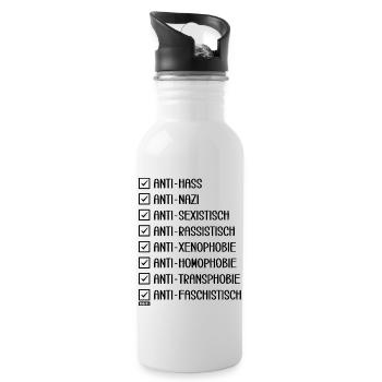 Unity & Respect: Für Gleichheit und gegen Hass - Trinkflasche mit integriertem Trinkhalm - Weiß - Rechts