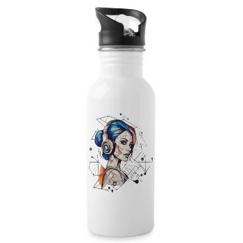 Lebendige Taktgeometrie Die Symphonie des Stils - Trinkflasche mit integriertem Trinkhalm - Weiß - Rechts
