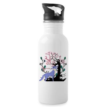 Vintage Fuchs Waldtier Füchse Natur - Trinkflasche mit integriertem Trinkhalm - Weiß - Rechts