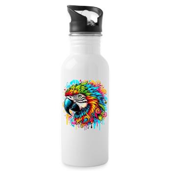 Papagei - Trinkflasche mit integriertem Trinkhalm - Weiß - Rechts