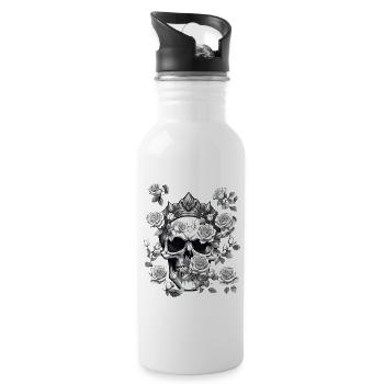 Skull Rock Music Rock Skull - Water bottle with straw - white - Right