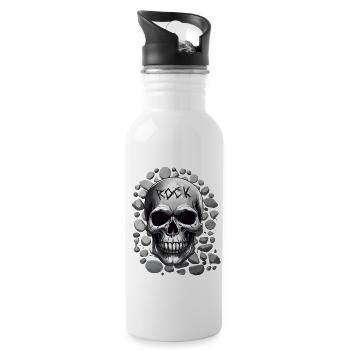 Skull design rock music - Water bottle with straw - white - Right
