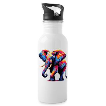 Elefant - Trinkflasche mit integriertem Trinkhalm - Weiß - Rechts