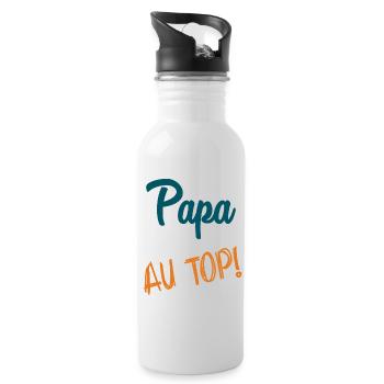 HAPPY FATHER'S DAY. DAD. FATHER'S DAY. FATHER. GOOD - Water bottle with straw - white - Right