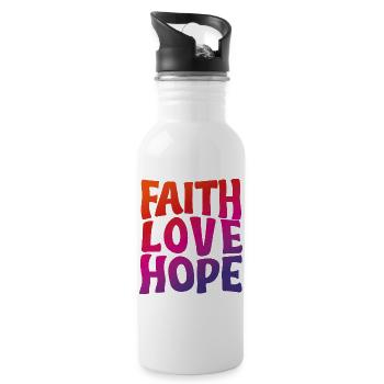 faith love hope (6) Glaube Liebe Hoffnung (farbig) - Trinkflasche mit integriertem Trinkhalm - Weiß - Rechts