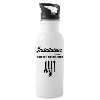 Installateur Ausbildung Bestanden Azubi Lehre - Trinkflasche mit integriertem Trinkhalm - Weiß - Rechts