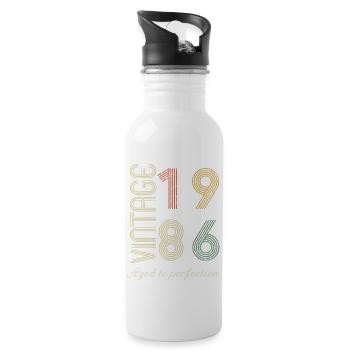 Cadeau d’anniversaire 38 ans - 1986 - Gourde avec paille intégrée - blanc - Droite