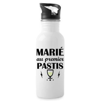 Marié au premier pastis, fête des pères, humour - Gourde avec paille intégrée - blanc - Droite