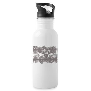 Wildlife Reflections Silhouette Design - Water bottle with straw - white - Right