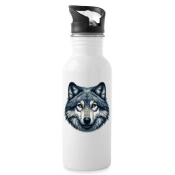Wolf - Trinkflasche mit integriertem Trinkhalm - Weiß - Rechts