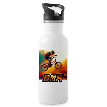BMX Bike - Trinkflasche mit integriertem Trinkhalm - Weiß - Rechts