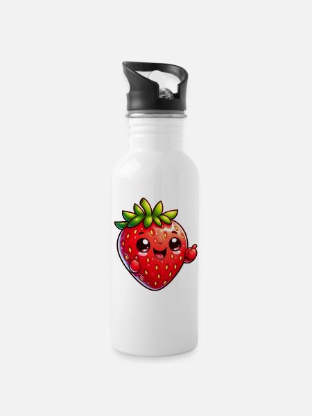 Fraise Fraises - Gourde avec paille intégrée - blanc