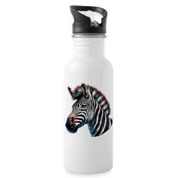 Zebra - Trinkflasche mit integriertem Trinkhalm - Weiß - Rechts