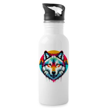 Loup - Gourde avec paille intégrée - blanc - Droite