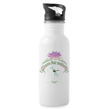 GRACE for NATURE Water Lily with Leaves Dragonfly - Water bottle with straw - white - Right