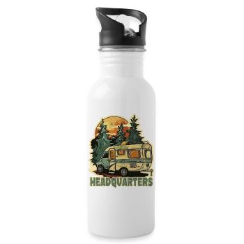 Waldcamper im Sonnenuntergang Campingfreund - Trinkflasche mit integriertem Trinkhalm - Weiß - Rechts