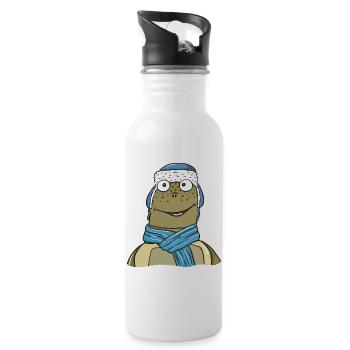 Schildkröte im Winter - Trinkflasche mit integriertem Trinkhalm - Weiß - Rechts